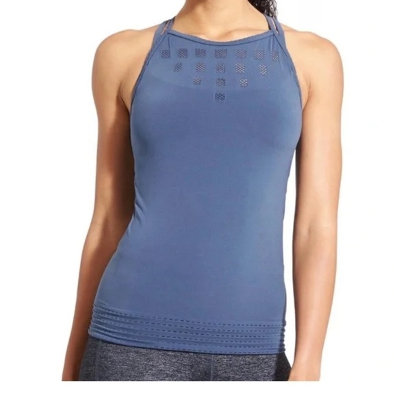 Athleta Namaste Support Tank Top Mesh Padded Yoga Exercise Gym Iron Blue XS - Picture 1 of 11